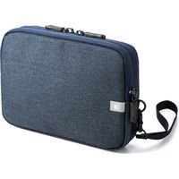 サンワダイレクト ガジェットポーチ（モバイルバッテリー・Wi-Fiルーター・パスポート・iPhone・ケーブル収納・Mサイズ・ネイビー） 1個（直送品）