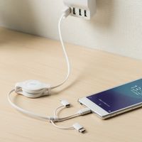 サンワダイレクト 3in1 充電ケーブル ライトニング マイクロUSB USB Type-C巻取りケーブル 500-IPLMM020 1本（直送品）