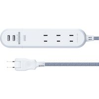 サンワダイレクト 電源タップ（USB充電・最大3.9A・おしゃれコード採用・ファブリック こたつコード使用・1m・ダークブルー） 1個（直送品）