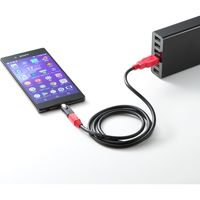 サンワダイレクト マグネット着脱式マイクロUSB充電専用アダプター（スマートフォン・マグネットアダプタ・USB充電・2A対応・ブラック） 1本（直送品）