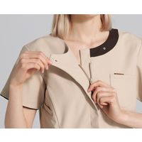 フォーク レディスジップスクラブ エクルベージュ×ブラウン 7069SC-10-L 1枚　スクラブ