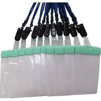 アイ・エス 吊り下げ名札 開閉式 タテ型 青 10個 青ひも付 INM-15 1パック