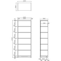 【車上渡し】アール・エフ・ヤマカワ ウッドカルテシェルフ 紙貼 6段 A4ヨコ 幅630×奥行360×高さ1724mm ホワイト 1台（直送品）