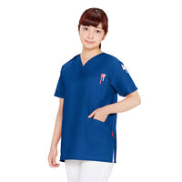 【アスクル限定】 フォーク カラースクラブ 4ポケット（男女兼用） BAS-001 ネイビー M 医療白衣 オリジナル（わけあり品）