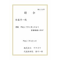 ササガワ OA辞令用紙 B5判 三重枠 9-1400 1セット(1冊(20枚)×5)