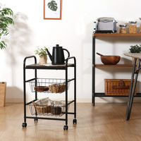 不二貿易 キッチンワゴン FBC-01-1 幅450×奥行355×高さ695mm ブラック/ブラウン 15420 1台（直送品）