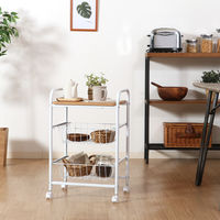 不二貿易 キッチンワゴン FBC-01-1 幅450×奥行355×高さ695mm ホワイト/ナチュラル 15421 1台（直送品）