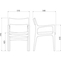 【軒先渡し】 AMOCC エピセ ソアーアームチェア ホワイトオーク×ライトブルー CS802A(WO)-250LB 1脚（直送品）