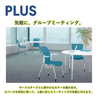 【組立設置込】プラス チェダーC 会議イス ビニルレザー キャスター脚 背ヌード 肘付 耐アルコール ブラック×ブラック 1脚（直送品）