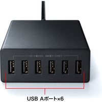 サンワサプライ USB充電機 AC充電機 6ポート 12A 高耐久仕様 ブラック ACA-IP67BK 1台