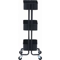 不二貿易 キッチンワゴン バスケット3段 スリム 幅390×奥行270×高さ785mm ブラック 14714 1台（直送品）