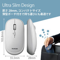 Bluetoothマウス 無線 ワイヤレス 4ボタン 薄型 モバイル ポーチ付 グレー M-TM10BBGY エレコム 1個（直送品）