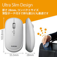 ワイヤレスマウス 無線 2.4GHz 4ボタン 薄型 モバイル ポーチ付 グレー M-TM10DBGY エレコム 1個（直送品）