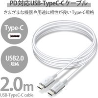 タイプCケーブル (USB-C to C) PD対応 60W 耐久 2m シルバー MPA-CCPS20PNSV エレコム 1本