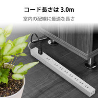 延長コード 電源タップ コンセント 3m 2ピン 10個口 雷ガード ほこりシャッター 白 T-H0103WH エレコム 1個