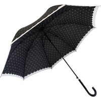 共栄工業 60cm 婦人用 リボン柄 ジャンプ傘 黒 20210 1セット（6本）（直送品）