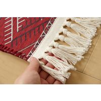萩原 トルクメン プリントラグ 手織り絨毯風 450×2400mm レッド 240623221 1枚（直送品）