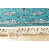 萩原 トルクメン プリントラグ 手織り絨毯風 1900×1900mm ターコイズ 240623245 1枚（直送品）