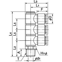 ニッタ プッシュワンA トリプルユニバーサルエルボ ALTB10ーR1/4 1セット(5個)（直送品）