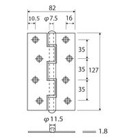 和気産業 ステンレス厚口丁番 BHー354 127MM アンバー 1セット(2個)（直送品）