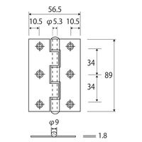 和気産業 ステンレス厚口丁番 BHー352 89MM アンバー 1セット(2個)（直送品）
