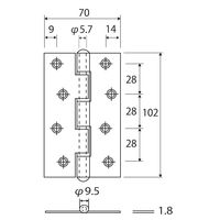 和気産業 ステンレス厚口丁番 BHー353 102MM アンバー 1セット(2個)（直送品）