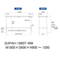 【車上渡し】山金工業 ワークテーブル150 軽量作業台 高調整 半面棚板付 幅1800×奥行600×高900～1200mm Sホワイト 1台（直送品）