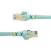 カテゴリ6A対応LANケーブル 1m/アクア Cat6A STP(シールドツイストペア)ケーブル 爪折れ防止カバー付き 6ASPAT1MAQ