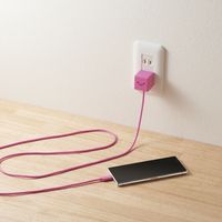 エレコム スマートフォン・タブレット用AC充電器/2.0A出力/Type-Cケーブル一体型/1.5m/ピンクフェイス MPA-ACCX02PF 1個