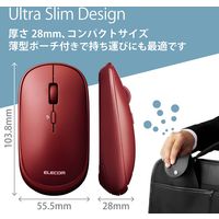 Bluetoothマウス 無線 ワイヤレス 4ボタン 薄型 モバイル ポーチ付 レッド M-TM10BBRD エレコム 1個（直送品）