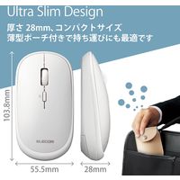 Bluetoothマウス 無線 ワイヤレス 4ボタン 薄型 モバイル ポーチ付 ホワイト M-TM10BBWH エレコム 1個（直送品）