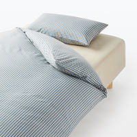 無印良品 再生ポリエステル使い 乾きやすい 掛ふとんカバー D 190×210cm用 ブルーチェック 1セット（2枚） 良品計画