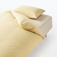 無印良品 再生ポリエステル使い 乾きやすい 掛ふとんカバー D 190×210cm用 マスタードチェック 2枚 良品計画
