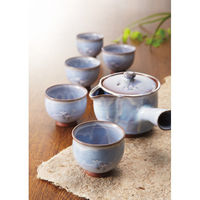 服部天龍 萩焼 松尾邑華作 梅鉢草 茶器揃 23-8377-181 1箱（直送品）