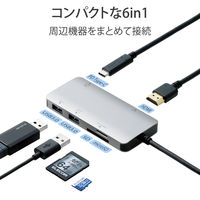 ドッキングステーション Type-C USBハブ  6-in-1 100W PD対応 DST-C12SV/EC エレコム 1個