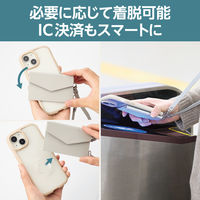 スマホ ショルダー ストラップ ソフトレザー カードケース付き ライトグレー P-STSDCDPLGYL エレコム 1個
