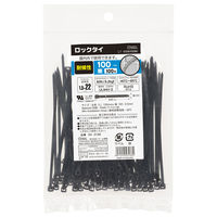 オーム電機 結束バンド ロックタイ 100mm 耐候 黒 100本入り OH LT-100W100BK 1セット(2000本)（直送品）