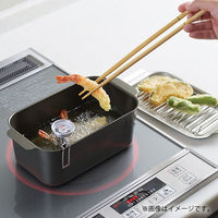 タマハシ 角型 蓋付 天ぷら鍋 アミ 温度計付 IH対応 食彩亭 TP-16 1セット(3個)