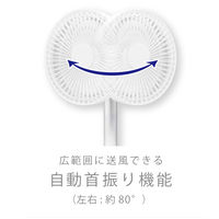 TOPLAND 12cm 卓上扇 自動首振り 風量3段階 3電源対応 SF-DFK18 WT 1台