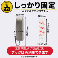 スリーエム(3M) コマンド フック 壁掛け 傷つけ ない きれいにはがせる M 耐荷重1.3kg ニッケルサテン 1パック 17034SN-2JP