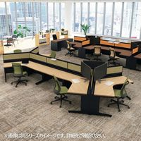 【組立設置込】プラス US-W 片袖机 ミディアムウッド×ホワイト UR-117WDL-3 T2/W4 1台（直送品）