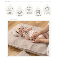 AQUA モフア イブル おむつ替え防水マット 刺繍入 ロケット 700×1200mm アイボリー 36457BK7 1枚（直送品）