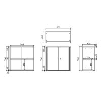PREDONA（プレドナ）スチールシェルフ  引違い 上置き用 2段 幅800×奥行400×高さ780mm モカブラウン 1台