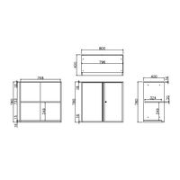 PREDONA（プレドナ）スチールシェルフ  両開き 上置き用 2段 幅800×奥行400×高さ780mm モカブラウン 1台