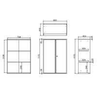 PREDONA（プレドナ）スチールシェルフ  両開き 上置き用 3段 幅800×奥行400×高さ1170mm モカブラウン 1台