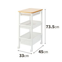 天馬 ウッドトップワゴン ワイド3段 引出し付き 811000865 1セット(4台)