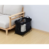 YAMAZEN 【荷物置き】スタッキングできるメッシュバスケット M 折りたたみ ブラック HTB-2M(BK) 1個