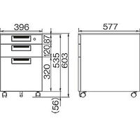 プラス スチールOAデスク フラットライン サイドキャビネット 3段 ブラック 幅396×奥行577×高さ603mm 1台