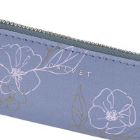 Calvet（カルヴェ） ペンケース ブルー ファスナータイプ フラワー柄 500907424 1個 デルフォニックス