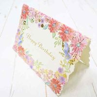 包む バースデーカード ボタニカル フラワー ピンク TC080 1個